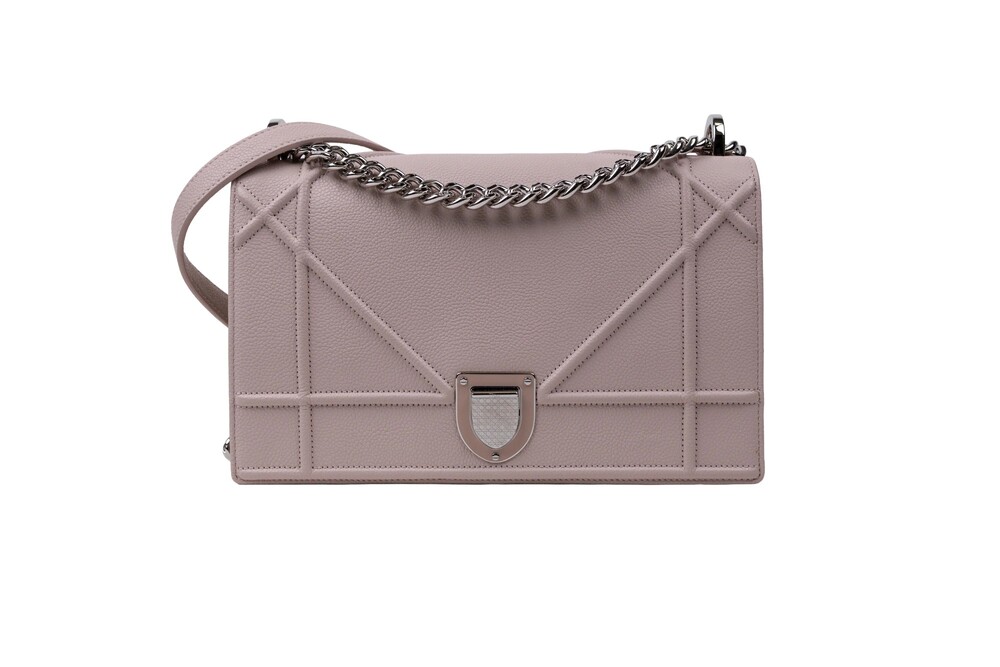 Christian Dior Nude Pink Grained Calfskin Diorama Shoulder Bag Handbag